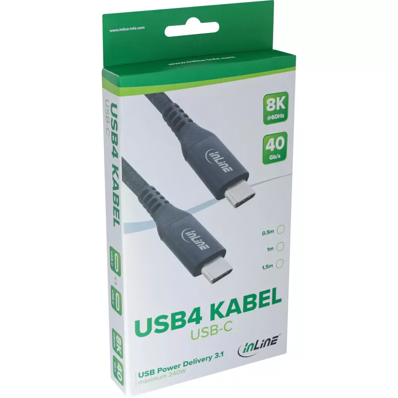 USB4 Cable InLine 35901A 1m USB-C male/male 8K60Hz black