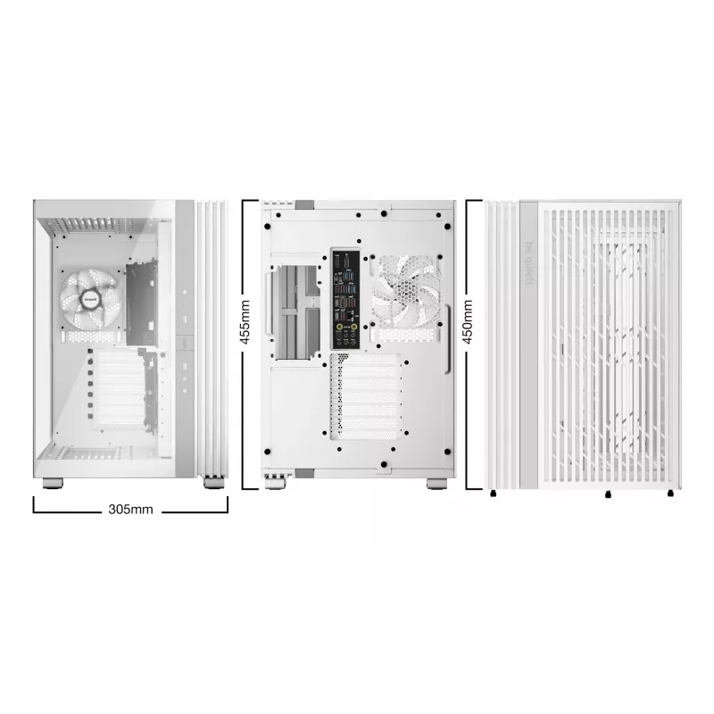 PC case be quiet! LIGHT BASE 600 LX White Midi Tower — ATX, side window, ARGB front, USB-C, supports 360 mm radiator