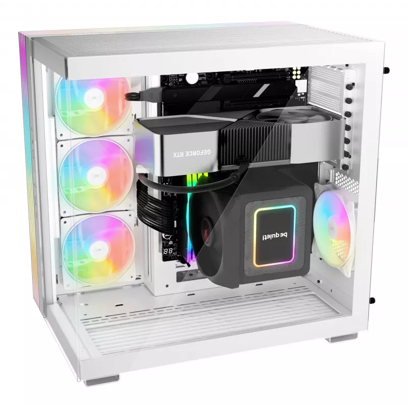 PC case be quiet! LIGHT BASE 600 LX White Midi Tower — ATX, side window, ARGB front, USB-C, supports 360 mm radiator