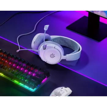 Headset STEELSERIES Arctis Nova 1 wired 3.5 mm, binaural, white, 1.2 m cable, detachable, boom mic