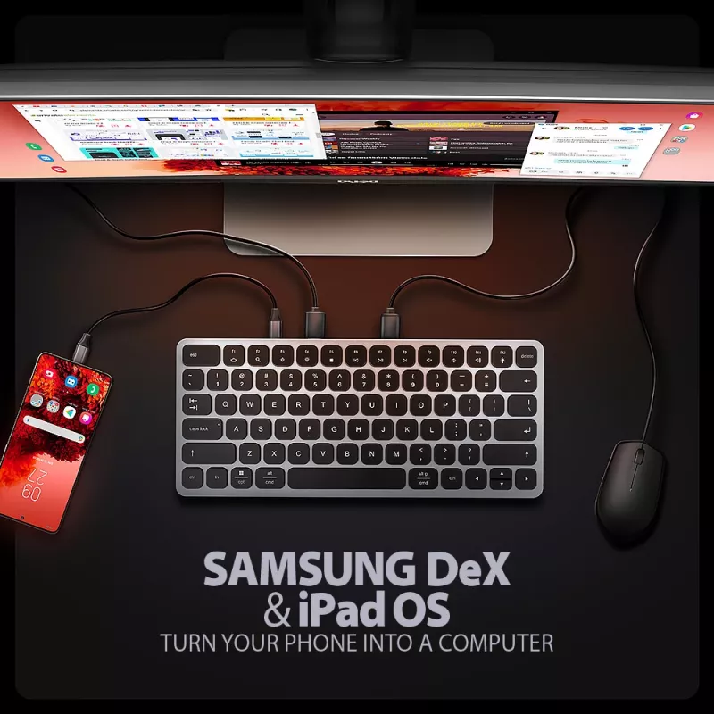 Axagon HMC-KB-US, USB 5Gbps hub w. keyboard, HDMI 4K/60Hz, 3x USB-A, SD/mSD, audio, PD 100, US layout