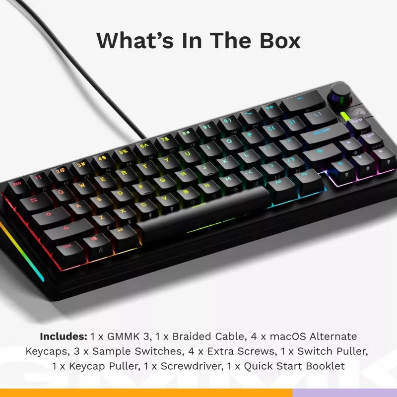 Mechanical Gaming Keyboard GLORIOUS GMMK 3 65% Wired USB, QWERTY US, RGB, Black