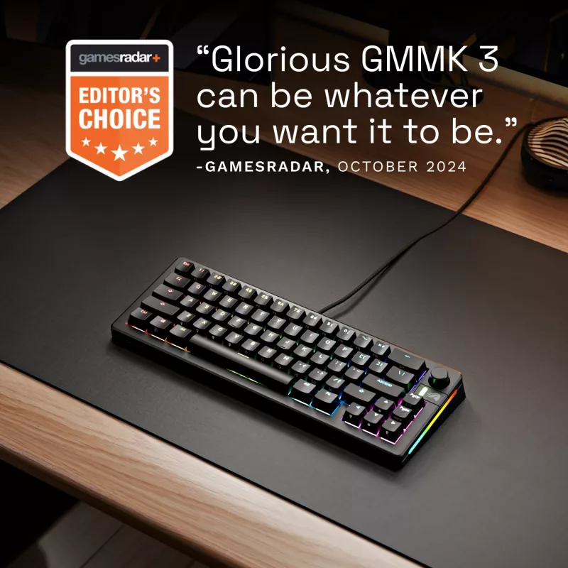 Mechanical Gaming Keyboard GLORIOUS GMMK 3 65% Wired USB, QWERTY US, RGB, Black