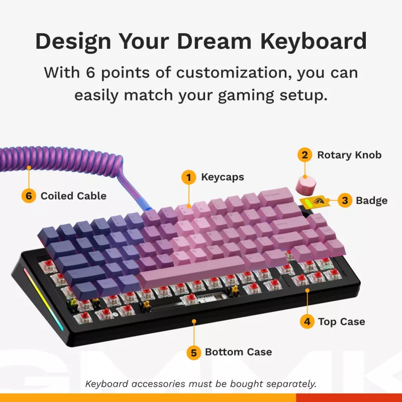 Mechanical Gaming Keyboard GLORIOUS GMMK 3 65% Wired USB, QWERTY US, RGB, Black