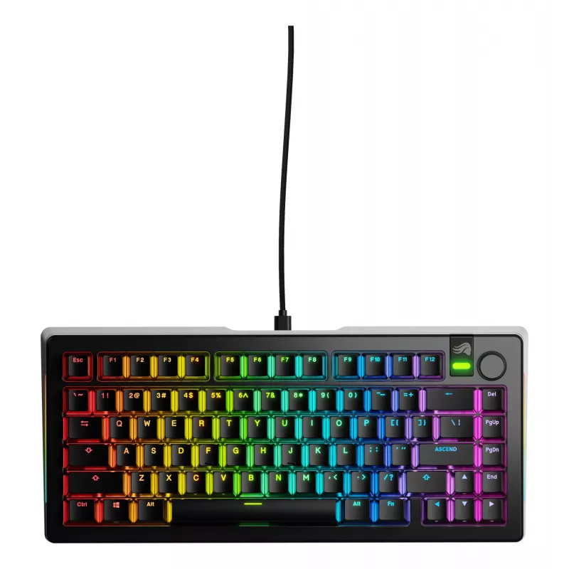 Glorious Gaming GMMK 3 PRO 75% Prebuilt Wired Black - US, Wired, USB, Mechanical, QWERTY, RGB LED, Black