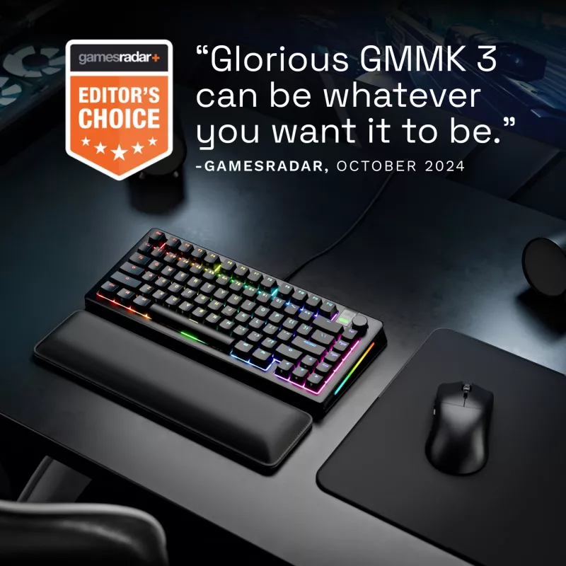 Glorious Gaming GMMK 3 PRO 75% Prebuilt Wired Black - US, Wired, USB, Mechanical, QWERTY, RGB LED, Black
