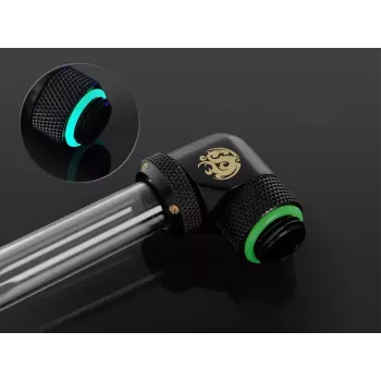 CPU/GPU liquid cooling fitting BitsPower BP-MBE90RML brass 90° rotary adapter 1/4 inch thread black