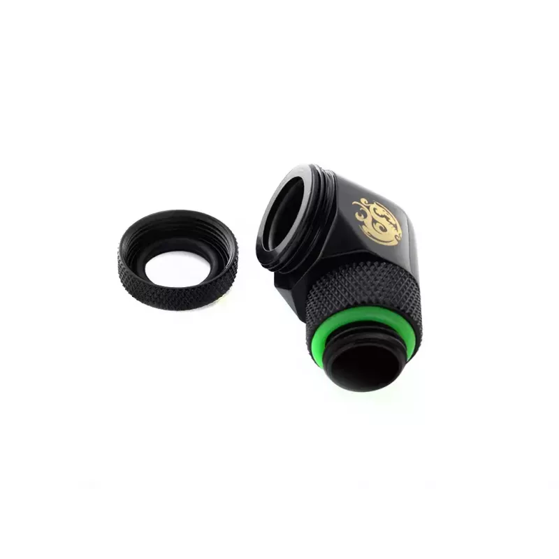 CPU/GPU liquid cooling fitting BitsPower BP-MBE90RML brass 90° rotary adapter 1/4 inch thread black