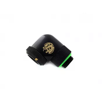 CPU/GPU liquid cooling fitting BitsPower BP-MBE90RML brass 90° rotary adapter 1/4 inch thread black