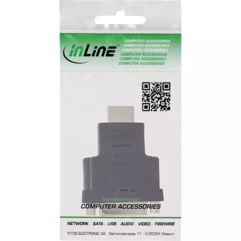 InLine HDMI to DVI Adapter male / 24+1 female gold plated, 4K2K