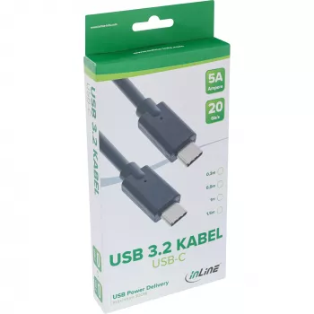USB 3.2 Gen.2x2 Cable InLine 35706A 0.5m USB-C male/male black