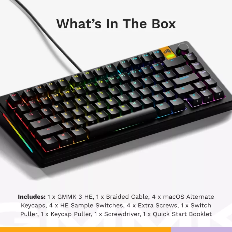 Glorious PC Gaming Race GMMK 3 HE Prebuilt Keyboard 75% Mechanical RGB Black