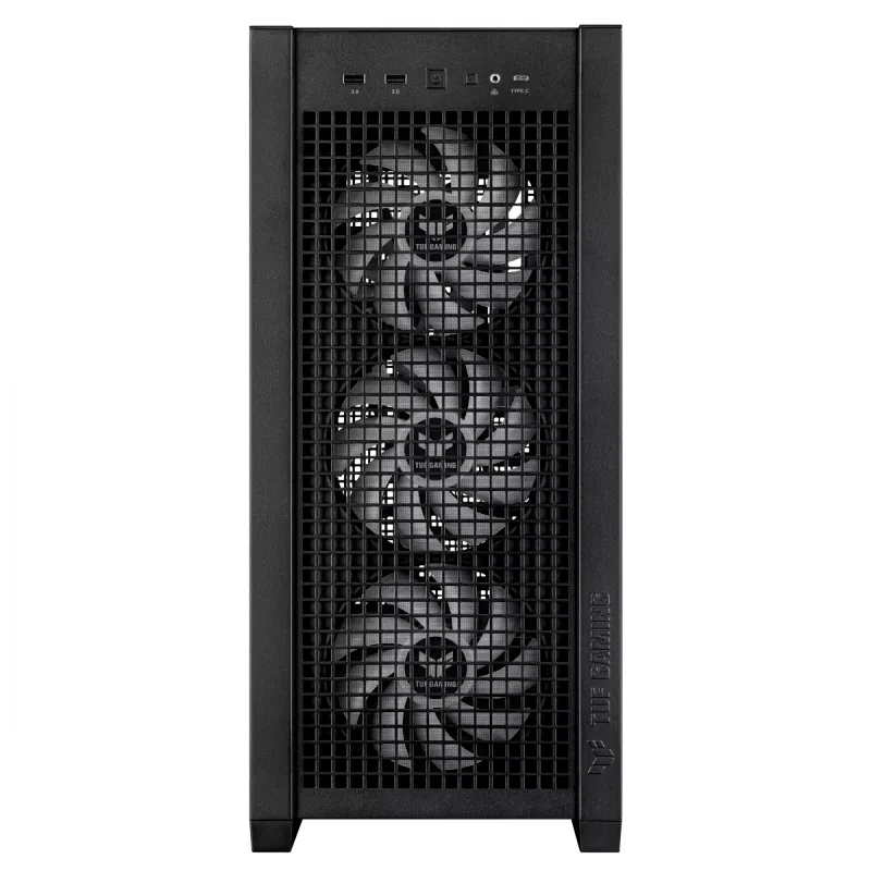 PC Case ASUS TUF Gaming GT302 ARGB Midi Tower Black — Tempered Glass, 3x140mm Front + 1x140mm Rear, USB-C