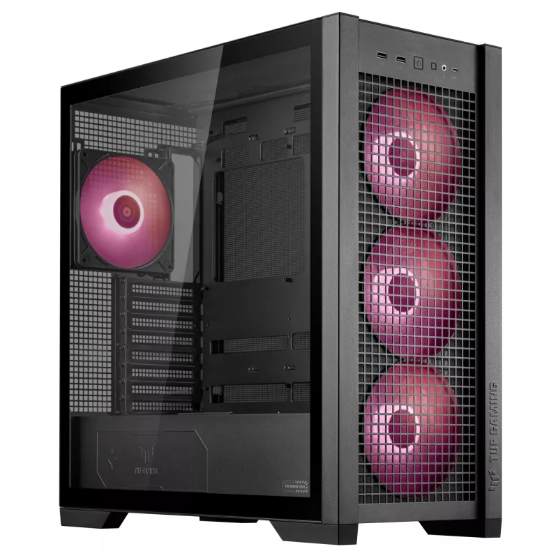PC Case ASUS TUF Gaming GT302 ARGB Midi Tower Black — Tempered Glass, 3x140mm Front + 1x140mm Rear, USB-C