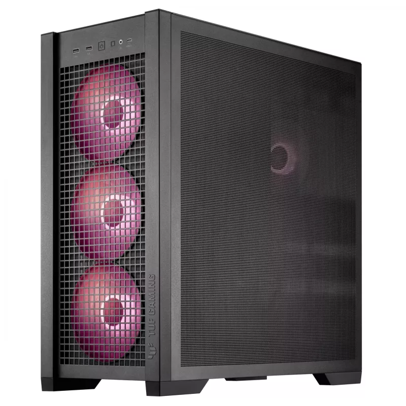 PC Case ASUS TUF Gaming GT302 ARGB Midi Tower Black — Tempered Glass, 3x140mm Front + 1x140mm Rear, USB-C