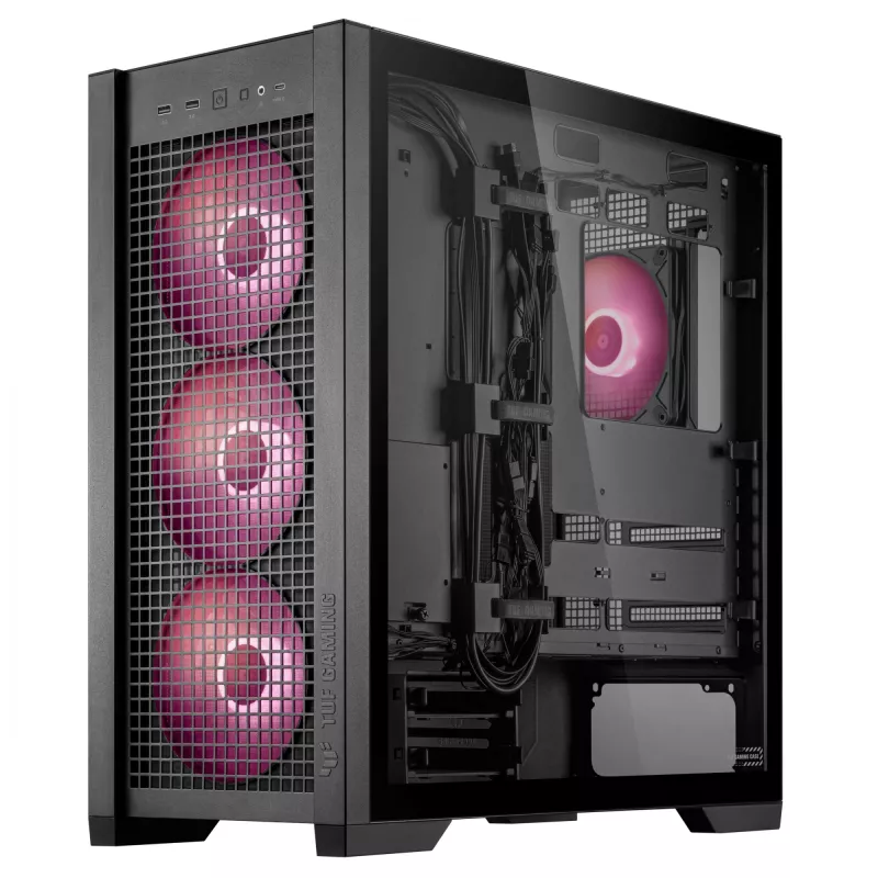 PC Case ASUS TUF Gaming GT302 ARGB Midi Tower Black — Tempered Glass, 3x140mm Front + 1x140mm Rear, USB-C