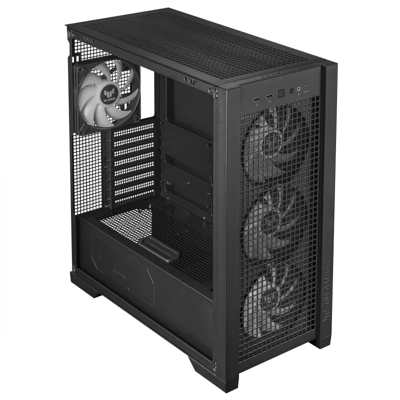 PC Case ASUS TUF Gaming GT302 ARGB Midi Tower Black — Tempered Glass, 3x140mm Front + 1x140mm Rear, USB-C