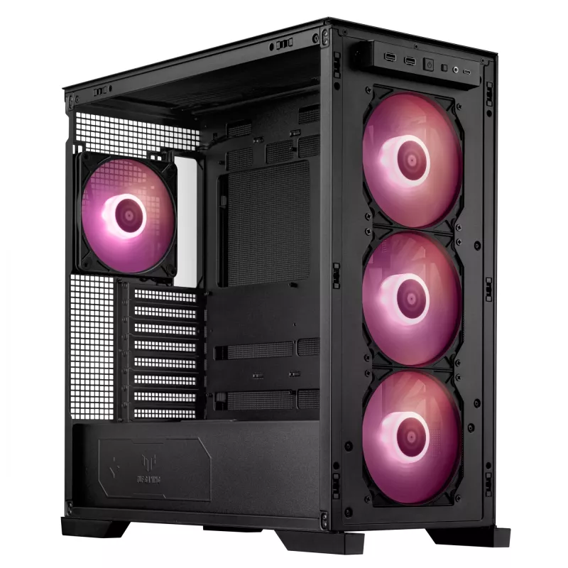PC Case ASUS TUF Gaming GT302 ARGB Midi Tower Black — Tempered Glass, 3x140mm Front + 1x140mm Rear, USB-C