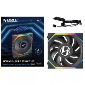 Fan Lian Li UNI FAN SL Wireless LCD 120 12 cm Black 29.5 dB 50.08 cfm