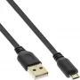 InLine Micro USB 2.0 Flat Cable USB A / Micro-B, black / gold, 3m