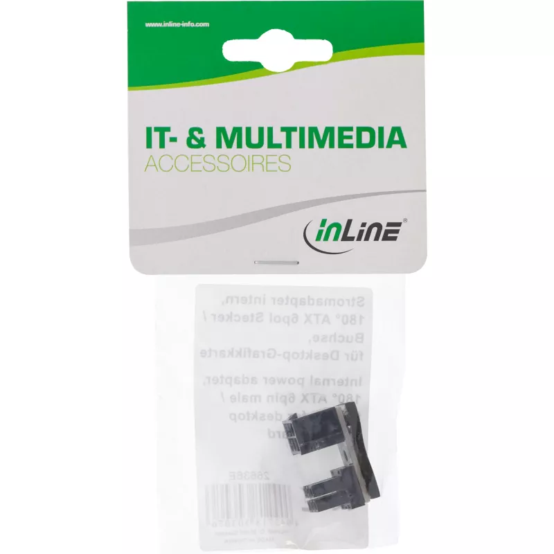 InLine Power adapter internal 180° ATX 6pin male female Black 26636E