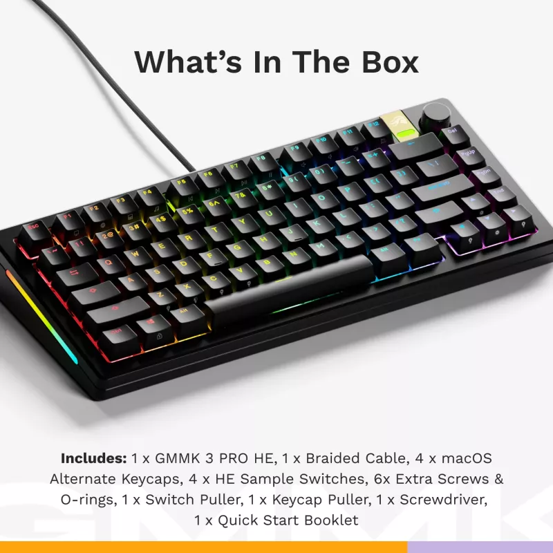 Mechanical Gaming Keyboard GLORIOUS GMMK 3 PRO HE 75% Wired USB, QWERTY, RGB, Black