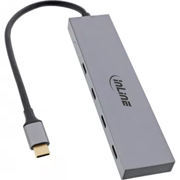 InLine USB 3.2 Gen.2 Hub (10Gb/s), 4 port USB-C, OTG, aluminium housing