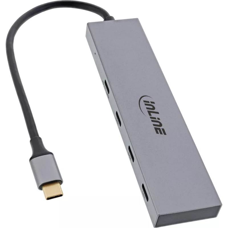 InLine USB 3.2 Gen.2 Hub (10Gb/s), 4 port USB-C, OTG, aluminium housing