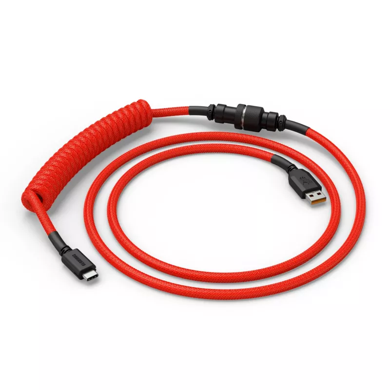 Coiled USB Cable GLORIOUS for GMMK Crimson Red — detachable keyboard cable, coiled design