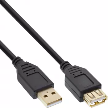 InLine USB 2.0 Extension Cable Type A male / female, gold plated, black, 2m