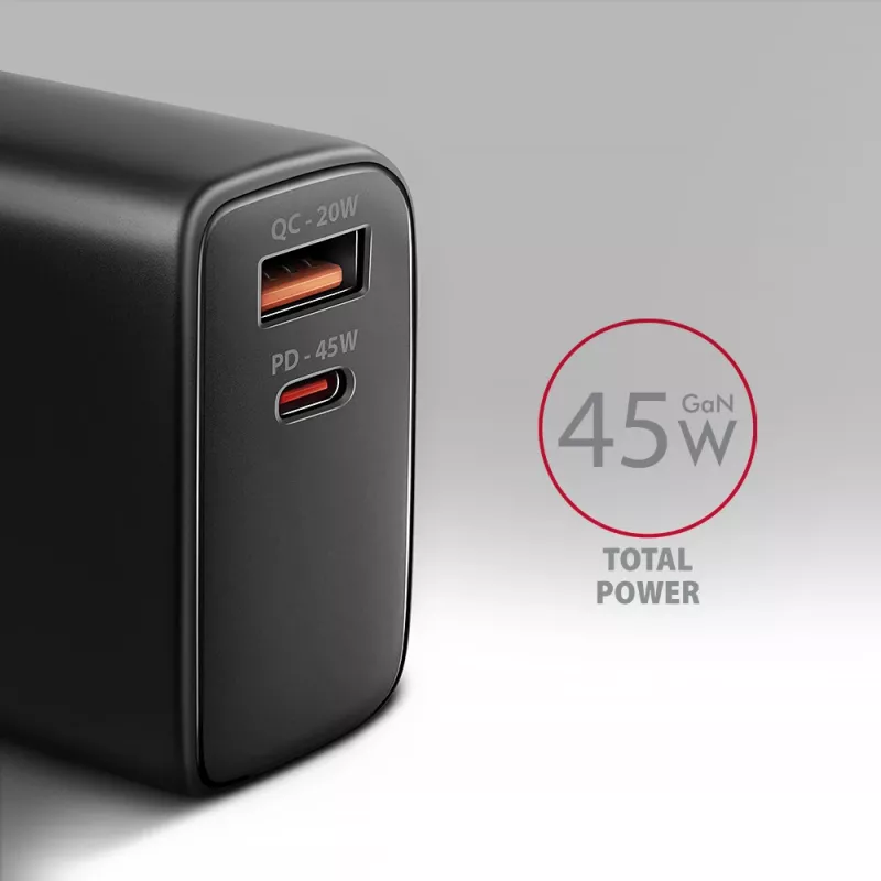 Charger Axagon ACU-PQ45 QC 3.0 4.0 AFC FCP PPS PD 45W Black
