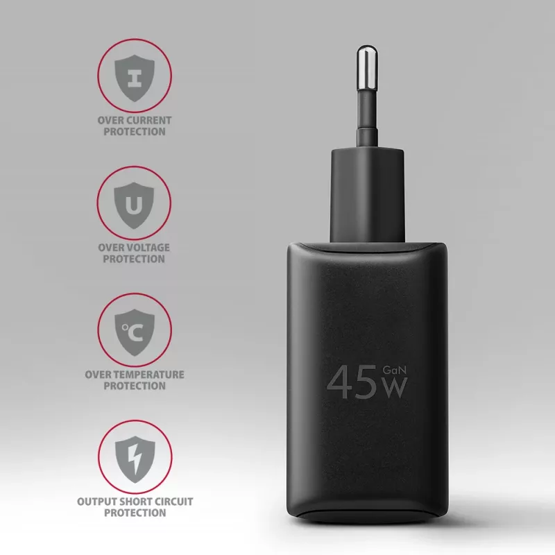 Charger Axagon ACU-PQ45 QC 3.0 4.0 AFC FCP PPS PD 45W Black