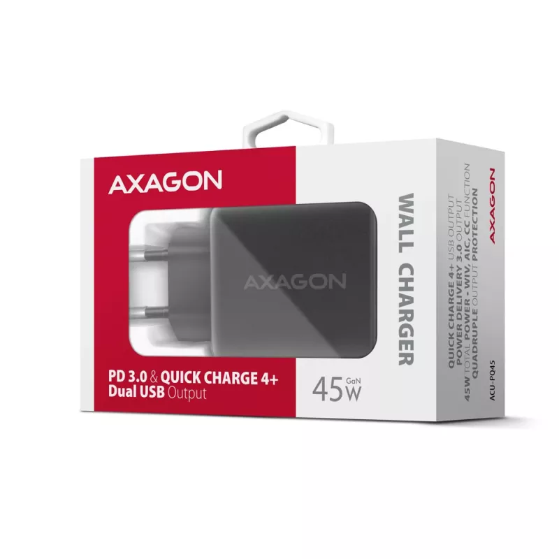 Charger Axagon ACU-PQ45 QC 3.0 4.0 AFC FCP PPS PD 45W Black