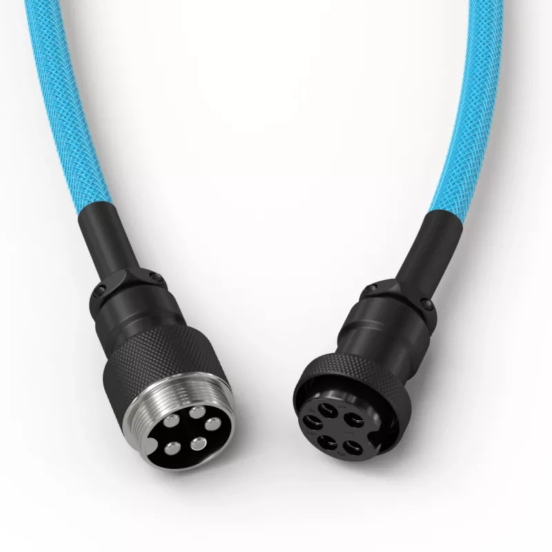 Coiled USB Cable GLORIOUS GMMK Electric Blue — Detachable Keyboard Cable, Right-Angle Connectors