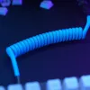 Coiled USB Cable GLORIOUS GMMK Electric Blue — Detachable Keyboard Cable, Right-Angle Connectors