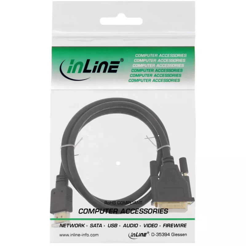 InLine HDMI to DVI Cable male / 18+1 male gold plated 1m