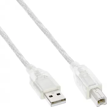InLine USB 2.0 Cable Type A male / B male, transparent, 10m