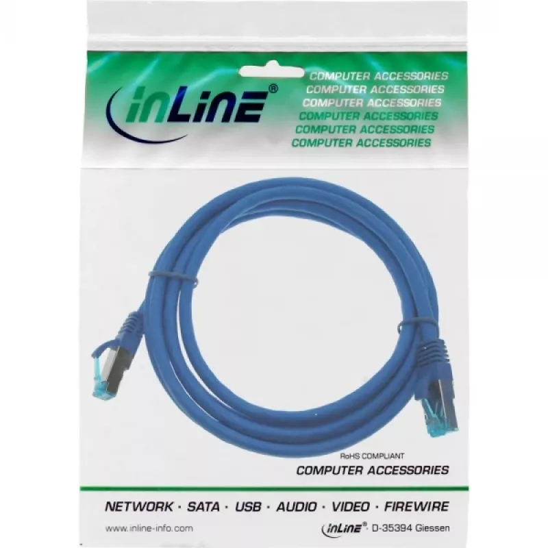 InLine Patch Cable S/FTP PiMF Cat.6A halogen free 500MHz blue 1.5m