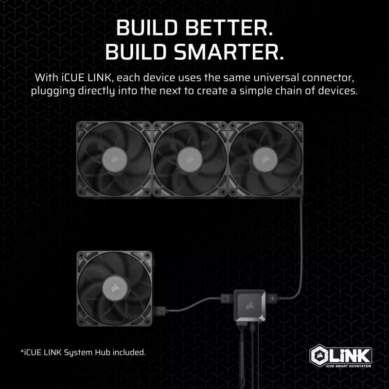 Fan Corsair iCUE LINK RX140 MAX 14 cm Black 300-1600 RPM