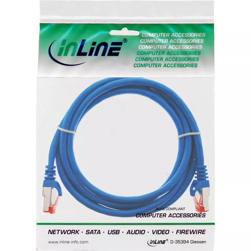 InLine Patch Cable S/FTP PiMF Cat.6 250MHz PVC copper blue 1m
