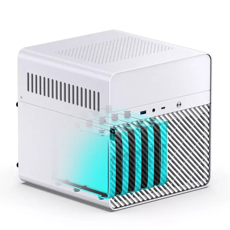 Jonsbo N2 Mini-ITX NAS Case, Cube, Aluminium/Steel, White
