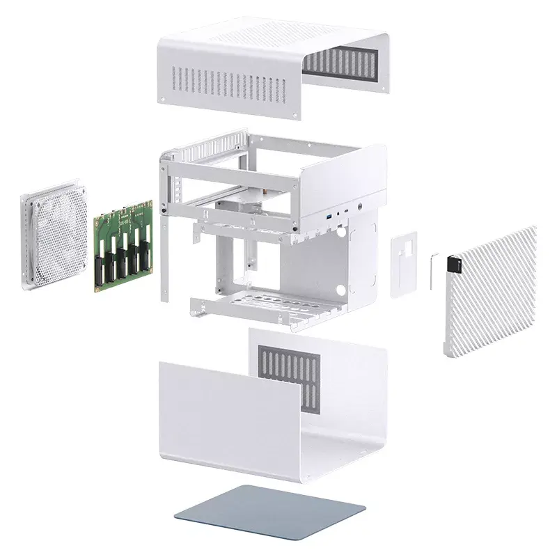 Jonsbo N2 Mini-ITX NAS Case, Cube, Aluminium/Steel, White