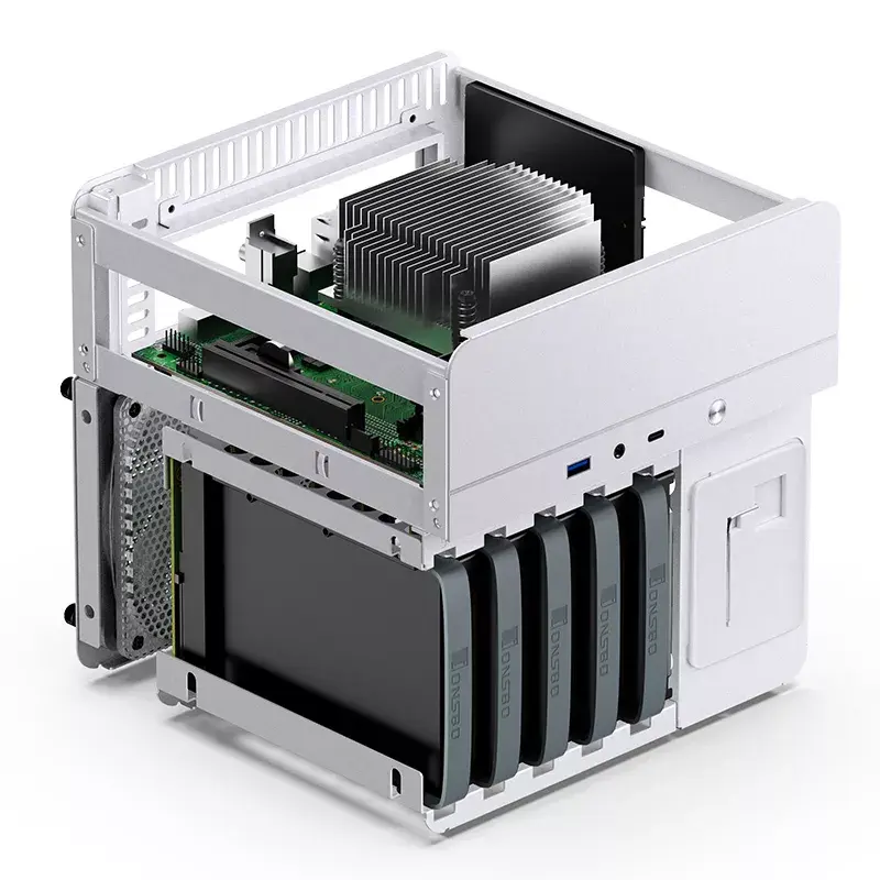 Jonsbo N2 Mini-ITX NAS Case, Cube, Aluminium/Steel, White