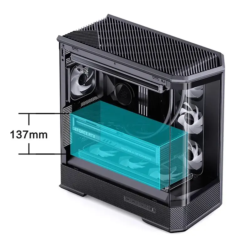 Computer Case Jonsbo D400 Midi Tower ATX Tempered Glass - Black