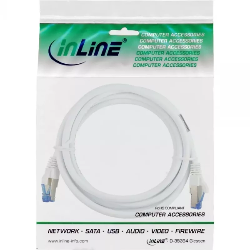 InLine Patch Cable S/FTP PiMF Cat.6A halogen free 500MHz white 1.5m