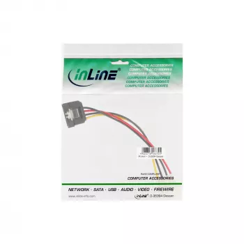InLine SATA Power Adapter Cable 4pin Molex / 15pin SATA with latch 0.15m