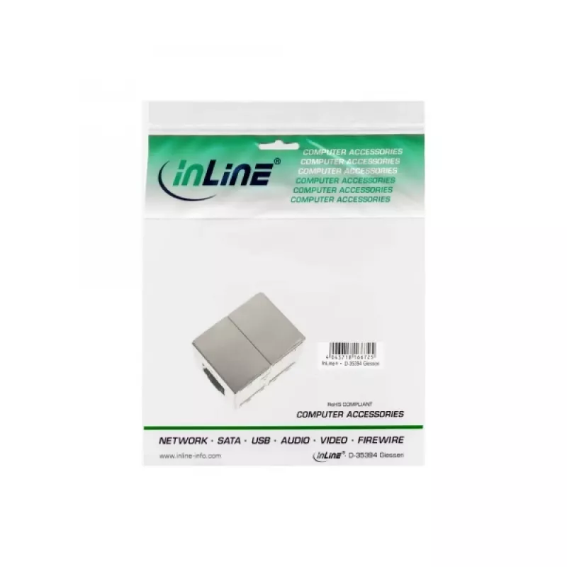 InLine Cat.6 Adapter fully shielded metal 2x RJ45 female to female direct