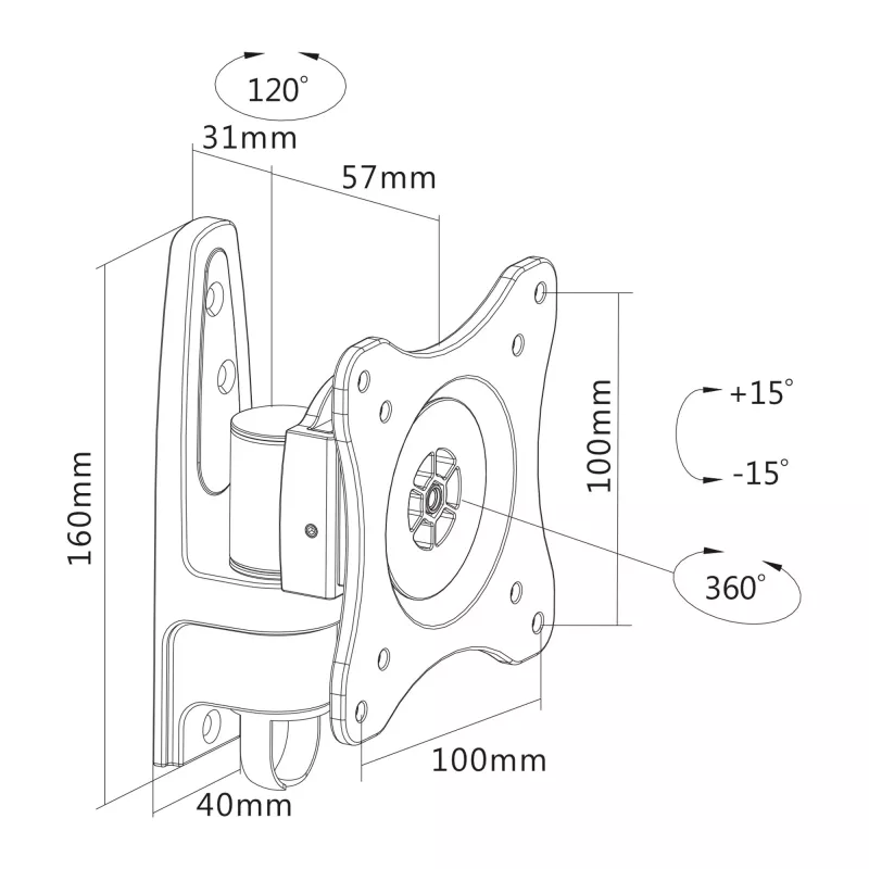 InLine wall mount, for monitors up to 69cm (27 inch), max. 15kg