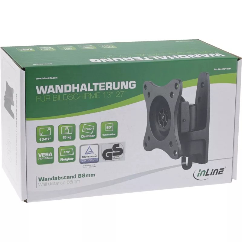 InLine wall mount, for monitors up to 69cm (27 inch), max. 15kg
