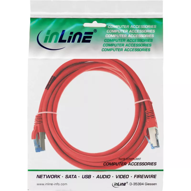 InLine Patch Cable S/FTP PiMF Cat.6A halogen free 500MHz red 1.5m